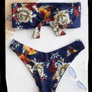 Knot Floral Bandeau Bikini Set